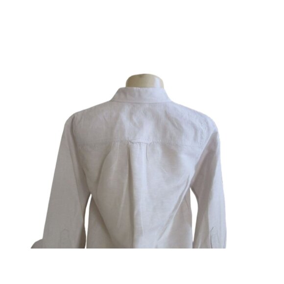 Vintage J. Crew Linen Blend Light Beige Tunic Style Button Down Shirt, XS - Picture 6 of 7